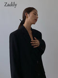 znbbw 2023 Autumn Oversize Long Sleeve Black Women Blazer Normcore Style Loose BF Ladies Suit Blazers Work Clothing Jacket Coat