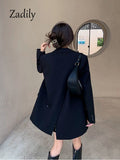 znbbw 2023 Winter New In Korea Style Long Sleeve Women Blazer Office Lady Loose Solid Suit Work Blazers Spring Female Coat