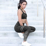 Znbbw Women Leggings No Transparent Metallic Foil Print Leggings Exercise Fitness Patchwork Push Up Female Yoga Pants