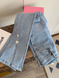 znbbw New Chic Love Button Split Jeans Women's Summer Hot Girl jeans Retro High Waist Straight Slim Flared Denim Pants Pantalon