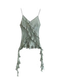 Znbbw TRAF Sexy V-neck Sleeveless Backless Blouse For Women 2023 Summer Flounce Irregular Strap Tops Female Party Vest