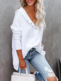 Znbbw Pullover Hoodies with Button Vintage Hooded Sweatshirts Women Streetwear Long Sleeve y2k Top Cloth Female