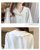 Znbbw Long Sleeve White Blouse Tops Women Shirts Blouse Women Blusas Mujer De Moda 2023 Doll Collar Chiffon Blouse Shirt E675