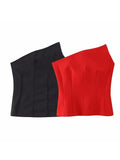 Znbbw TRAF Off Shoulder Corset Tops lingerie For Women's Y2k Top Clothes Backless Red Tube Top Female Zip Sexy Crop Top