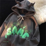 Znbbw Funny Kawaii Graffiti Monster Bubble Print Anime Hoodie Men's Korean Fashion Casual Streetwear Hip Hop Gothic Sweatshirt 912
