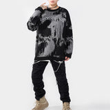 Znbbw Trend Personality Letter Tie-dye Printed Sweater Women's Men Autumn and Winter New punk street all-match casual sweater