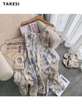 znbbw Women Sexy Backless Strapless Floral Print Loose Suspender Dresses 2023 Summer Beach Style Elegant Chiffon Party Club Dress