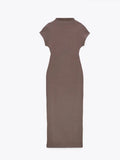 Znbbw Women Elegant solid sleeveless midi Dress fashion O Neck split Vestidos 2023 Spring Summer Chic Female office lady streetwear
