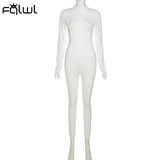 znbbw Fall Ribbed Black Jumpsuit Women Turtleneck Long Sleeve Jumpsuit White Bodycon Jumpsuit Winter One Piece Outfits Women