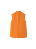 Znbbw Spring Autumn Women Casual Coat Vest Turn Down Collar Office Long Vest Jacket Elegant Female Solid Button Slim Waistcoat