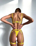 Znbbw Floral Lingerie Luxury Lace Delicate Underwear Uncensored Sexy Garter Brief Sets 4-Piece Fancy Transparent Intimate