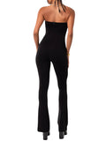 Znbbw Bodycon Jumpeuit Elegant Sleeveless Backless Solid Slim Fit Flare Pants Party Clubwear