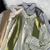 Znbbw Female Striped Shirt Fake Two Pieces Spring Autumn Blouse New Korean Casual Tops Shawl Spliced Loose Chic Ladies Blouses