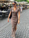 Znbbw Fashion Sexy Knit Long Bodycon Dress Women Summer Simple Casual Solid Office Lady Streetwear Wild Maxi Dress Female