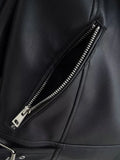Znbbw TRAF Spring Autumn Pu Jacket Coat Women Long Sleeves Slim Warm Biker Faux Leather Jackets Coat Biker Jacket Streetwer