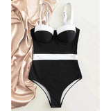 Znbbw Push Up Swimsuit One Piece Patchwork Swimwear 2023 Women Underwire Bodysuit Monokini Female Bathing Suits Swimming Suits