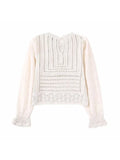 Znbbw TRAF Fashion Women Embroidery Knitted Sweater 2023 Patchwork Long Sleeve O-neck Pullover Simple Vintage Causal Sweet Top