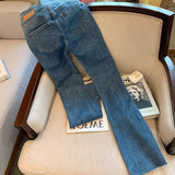 znbbw Women Korean High Waist Pockets Patchwork Denim Pants Buttons Up Ankle Length Pants Casual Wide Leg Blue Jeans Sreetwear Y2k