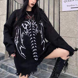 Znbbw Skeleton Print Goth Punk Sweaters Women Clothes Harajuku Oversized Tops 2023 Autumn Fashion Retro Grunge Pullover Streetwear