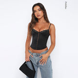 znbbw Single Breasted Sleeveless Crop Top For Women Summer Fairy Grunge Sexy Backless Tank Top Cropped Clothes Slim Chic Y2k
