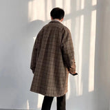 Znbbw Men's Coat Korean Long Plaid Woolen Overcoat Fashion Casual Single-breasted Long Jackets luxury Winter Clothes for Men 2023