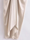 Znbbw TRAF Women Summer Dress 2023 Kink Front Loose Dress V-neck Casual Elegant Women Clothing Dress Robe