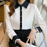 Znbbw Mujer De Moda 2023 Turn Down Collar White Blouse Shirt Long Sleeve Chiffon Blouse Women Blouses Women Tops Shirts F320