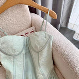 znbbw Green Sexy Spaghetti Straps Tube Dresses Women 2023 Sweet Bodycon Midi Mesh Dress Elegant Club Party Evening Cami Dresses