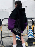 Znbbw fleece thickened letter hoodie men's gothic hip-hop street Korean loose fashion casual sweater 90s retro men's clothing