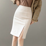 Znbbw Simple OL Style Office Pencil Skirts Elegant All-Match High Waist Slim Women Skirts Female Classic Vintage Casual Bottoms