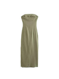 Znbbw TRAF Dress Summer 2023 Tube Top Tight Women Dress Chic Folds Street Holiday Leisure Young Student Clothing