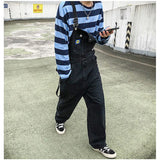 Znbbw Men Denim Jumpsuit Straight Jeans Hip Hop Big Pocket Wide Leg Cargo Pants Fashion Casual Loose Male's Rompers Trousers