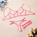 Znbbw sexy rose néon pour femmes, sous-vêtements porno, soutien-gorge transparent, costume nu non censuré, 4 pièces, 7.0 ensembles