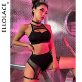 Znbbw Sexy Female Lingerie Fishing Net Patchwork Women's Underwear 4-Pieces Fancy Intimate Bra And Panty Garters Exotic Sets 914