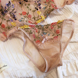 Znbbw Sexy Lingerie Fairy Floral Embroidery Padded Underwear Lace Set Woman 2 Pieces Erotic Luxury Fancy Outfits Intimate