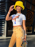 Znbbw Women Fashion Short Sleeve Graphic Printed White T Shirt Tops Tees 2023 Summer Clothes Wholesale Items For Business