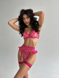 Znbbw Fancy Lingerie Heart-Shaped Embroidery Underwear Ruffle Garter Brief Sets See Through Luxury Lace Fairy Intimate