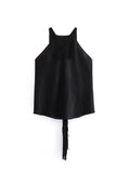 Znbbw TRAF Y2K Tassels Women 2 Piece Sets 2023 Summer Sleeveless Backless Halter Crop Top Female Asymmetric Midi Skirt Suits
