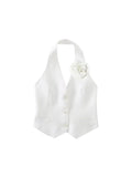 Znbbw TRAF 2023 Women Tops Short Flower Embellished Monochrome Casual Vest Sleeveless Casual Tops Woman Female Top