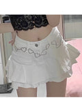 Znbbw white summer women skirt gothic low-waist patchwork A-line skirt beautiful dress punk retro Harajuku street style miniskirt