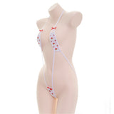 Znbbw Sexy printing Strawberry Bow String Hollow Open back lovely girl swimwear women one piece swimsuit women monokini