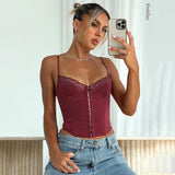 znbbw Single Breasted Sleeveless Crop Top For Women Summer Fairy Grunge Sexy Backless Tank Top Cropped Clothes Slim Chic Y2k