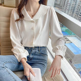 Znbbw Long Sleeve White Blouse Tops Women Shirts Blouse Women Blusas Mujer De Moda 2023 Doll Collar Chiffon Blouse Shirt E675