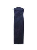 Znbbw Sexy Strapless Backless Zipper Split Dress Party Blue Denim Female Long Dress for Women Clothes Summer Evening Dresses