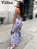 Znbbw Multicolor Print Off Shoulder Bodycon Sexy Party Night Maxi Dress Women 2023 Summer Y2K Clothes Slim Fit Long Dresses