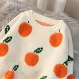 Znbbw Orange Print Women O Neck Sweater 2023 Autumn Winter Warm Pullovers Top Soft Female Jumper Knitwear Outfits Pull