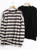 Znbbw Women High Quality Striped Print Sweatshirts Long Sleeve O Neck Loose Pullovers Female Tops