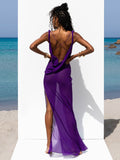 Znbbw Women Maxi Dress 2023 Fashion Backless Cover Ups Chiffon Sundress Vestido Beachwear Long Beach Dress Summer Outfits Bodycon