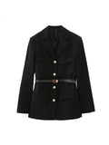 Znbbw TRAF Spring Autumn Temperament Women Suit Coat Single Breasted Slim Blazer Women Office Female Jacket With Belt