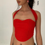znbbw Knit Halter Y2K Summer 2023 Crop Tops For Women Club Party Sexy Sleeveless Vest Top Cropped Streetwear Tank Tee Fashion